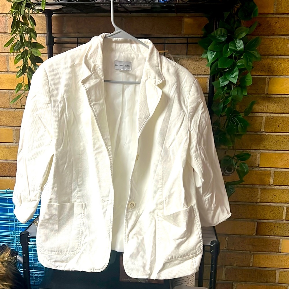 Shoulder Padded White Jaclyn Smith Business Jacket
